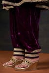 Shop_Thetaa_Purple Velvet, Shantoon, Organza Hand-embroidered Kalidar Anarkali Set _Online_at_Aza_Fashions