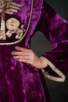Buy_Thetaa_Purple Velvet, Shantoon, Organza Hand-embroidered Kalidar Anarkali Set 