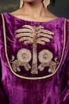 Shop_Thetaa_Purple Velvet, Shantoon, Organza Hand-embroidered Kalidar Anarkali Set 