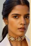 Bblingg_Gold Plated Casha Floral Swarovski Element Choker _Online_at_Aza_Fashions