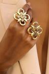 Shop_Bblingg_Gold Plated Crystals Casha Swarosvki Element Dual Finger Ring _at_Aza_Fashions