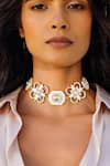 Shop_Bblingg_White Iraa Rectangle Swarovski Crystal And Pearl Enamel Choker _at_Aza_Fashions