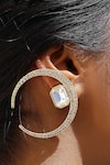 Buy_Bblingg_Gold Plated Crystals Chaand Crescent Cubic Zirconia And Swarovski Earring _at_Aza_Fashions