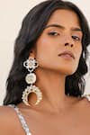 Buy_Bblingg_Gold Plated Iraa Chaand Shoulder Grazers White Enamel And Swarovski Danglers _at_Aza_Fashions
