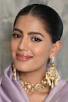 Bblingg_Gold Plated Pearls, Crystals, Stones Ruhaan Shell And Kundan Earrings _Online_at_Aza_Fashions