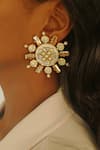 Bblingg_Gold Plated Pearls, Crystals, Rubaina Shell And Stud Earrings _Online_at_Aza_Fashions