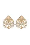 Shop_Bblingg_Gold Plated Pearls, Crystals, Stones Nivi Shell And Kundan Stud Earrings _at_Aza_Fashions