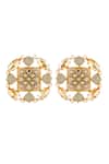 Shop_Bblingg_Gold Plated Pearls, Crystals, Suhaaya Mini Shell Stone, And Kundan Stud Earrings _at_Aza_Fashions