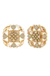 Bblingg_Gold Plated Pearls, Crystals, Suhaaya Mini Shell Stone, And Kundan Stud Earrings _Online_at_Aza_Fashions