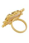 Bblingg_Gold Plated Pearls, Crystals, Stones Viana Mini Ivory Shell Kundan Ring _Online_at_Aza_Fashions