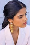 Shop_Bblingg_Gold Plated Pearls Caira Textured Geometric Drop Earrings _at_Aza_Fashions