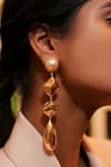 Shop_Bblingg_Gold Plated Pearls Caira Textured Geometric Drop Earrings _Online_at_Aza_Fashions