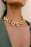 Bblingg_Gold Plated Pebble Molten Textured Motif Necklace _Online_at_Aza_Fashions