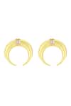 Shop_Bblingg_Gold Plated Crystals Copa Crescent Hoops With Baguette _at_Aza_Fashions