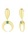 Bblingg_Gold Plated Crystals Copa Drop Metal Baguette Earrings _Online_at_Aza_Fashions