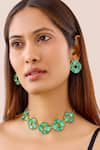 Buy_Bblingg_Green Crystals Cavana Geometric Necklace And Stud Earrings Set _at_Aza_Fashions