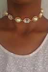 Shop_Bblingg_White Cavi And Crystal Embellished Choker _at_Aza_Fashions