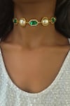 Buy_Bblingg_Gold Plated Cavi And Emerald Green Crystal Choker _at_Aza_Fashions