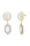 Shop_Bblingg_White Pearls, Crystals, Stones Cavi Drop And Cubic Zirconia Danglers _at_Aza_Fashions