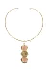 Shop_Queens Jewels_Gold Plated Trio Semi Precious Stone Hasli Necklace _Online_at_Aza_Fashions