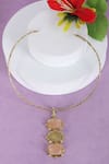 Queens Jewels_Gold Plated Trio Semi Precious Stone Hasli Necklace _Online_at_Aza_Fashions