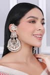 Buy_Queens Jewels_Multi Color Gemstones, Pearls Navratan Jhumka Chaandbali Earrings _at_Aza_Fashions