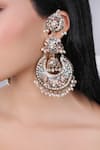 Shop_Queens Jewels_Multi Color Gemstones, Pearls Navratan Jhumka Chaandbali Earrings 
