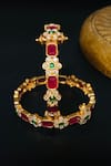 Buy_Queens Jewels_Multi Color Stones Farah Temple Bangle - Set Of 2 _at_Aza_Fashions