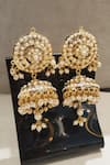Shop_Queens Jewels_Gold Plated Pearls Bridal Jadau Jhumki Earrings _at_Aza_Fashions