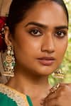 Buy_Queens Jewels_Green Pearls, Stones Amira Kundan Jhumka Earrings _at_Aza_Fashions