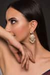 Shop_Queens Jewels_White Stones, Pearls Paan Shaped Jadau Dangler Earrings _at_Aza_Fashions