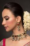 Buy_Queens Jewels_Multi Color Gemstones, Pearls Saisha Navratan Kundan Choker Set _at_Aza_Fashions
