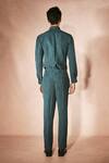 Shop_Nirmooha_Green Linen Teal Precision Shirt With Pant _at_Aza_Fashions
