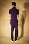 Shop_Nirmooha_Purple Velvet, Mesh Plum Authority Shirt With Pant _at_Aza_Fashions