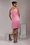 Shop_Yoseba_Pink Satin Applique, Sequins Sweetheart Neck Floral Dress _at_Aza_Fashions