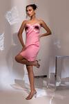 Shop_Yoseba_Pink Satin Applique, Sequins Sweetheart Neck Floral Dress _Online_at_Aza_Fashions