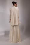 Yoseba_Ivory Organza, Chiffon, Modal Beads, Lace, Metallic Sheer Tunic With Sharara _Online_at_Aza_Fashions