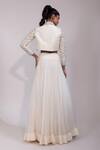 Yoseba_Ivory Silk, Organza Pearls, Sequins, Embellished Cropped Jacket With Maxi Skirt _Online_at_Aza_Fashions