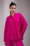 Yoseba_Pink Crepe Sequins Collared Embellished Shirt With Pant _Online_at_Aza_Fashions