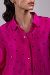 Yoseba_Pink Crepe Sequins Collared Embellished Shirt With Pant _at_Aza_Fashions