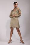 Buy_Yoseba_Green Organza, Modal, Satin Sequins, Embroidery Sage Shirt And Dress Set _Online_at_Aza_Fashions