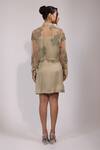 Shop_Yoseba_Green Organza, Modal, Satin Sequins, Embroidery Sage Shirt And Dress Set _at_Aza_Fashions