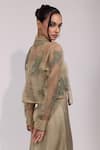 Shop_Yoseba_Green Organza, Modal, Satin Sequins, Embroidery Sage Shirt And Dress Set _Online_at_Aza_Fashions