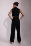 Shop_Yoseba_Black Beads Collared Embellished Top And Pant Set _at_Aza_Fashions
