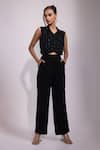 Buy_Yoseba_Black Beads Collared Embellished Top And Pant Set _at_Aza_Fashions