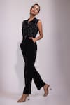 Buy_Yoseba_Black Beads Collared Embellished Top And Pant Set _Online_at_Aza_Fashions