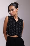 Buy_Yoseba_Black Beads Collared Embellished Top And Pant Set 