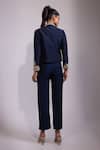 Shop_Yoseba_Navy Embroidery Open , Sweetheart Jacket Pant Set _at_Aza_Fashions