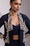Buy_Yoseba_Navy Embroidery Open , Sweetheart Jacket Pant Set 