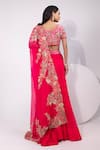 Yoseba_Fuchsia Bemberg, Organza Embroidery, Sequins, Zari Round Placement Lehenga Set _Online_at_Aza_Fashions